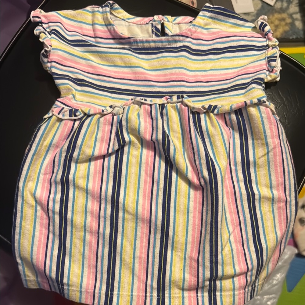 Wonder Nation Striped Baby Dress with Ruffle Sleeves SZ 6-9 M